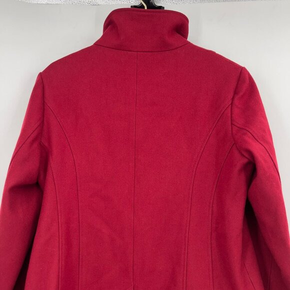 Steve Madden Red Wool Blend Double-Breasted Peacoat Jacket Women’s Size L - Picture 7 of 14